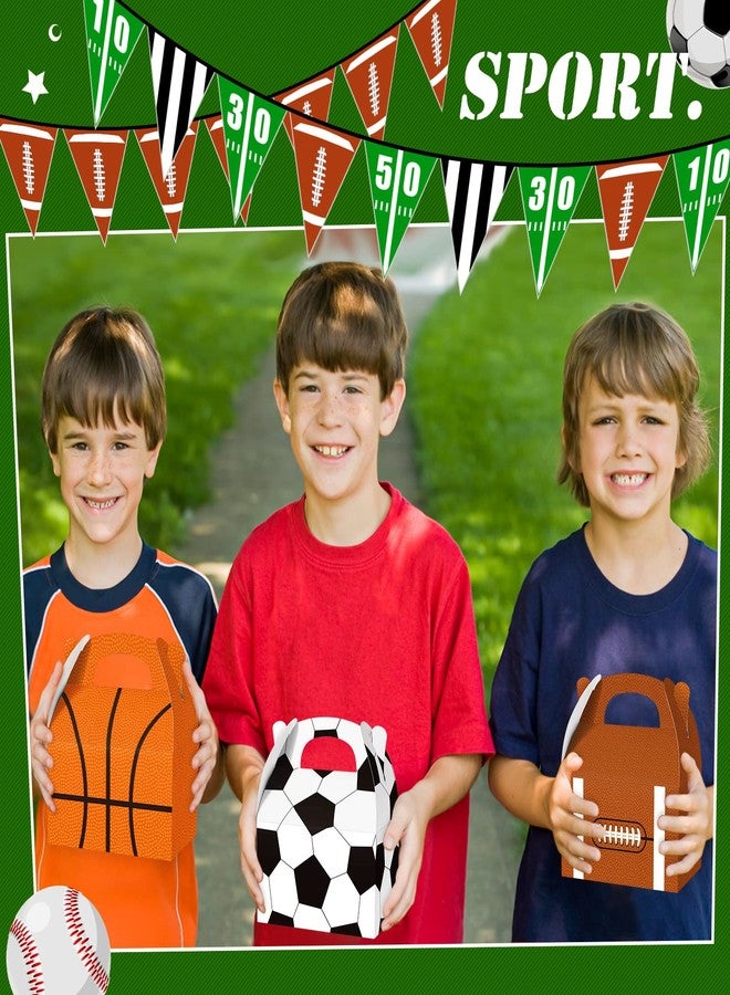 PerKoop 24 Pcs Sports Theme Birthday Party Supplies Soccer Party Treat Boxes Bags Sports Candy Bags Baseball Basketball Gift Boxes with Handle for Baby Shower Supplies Decorations - Image 5